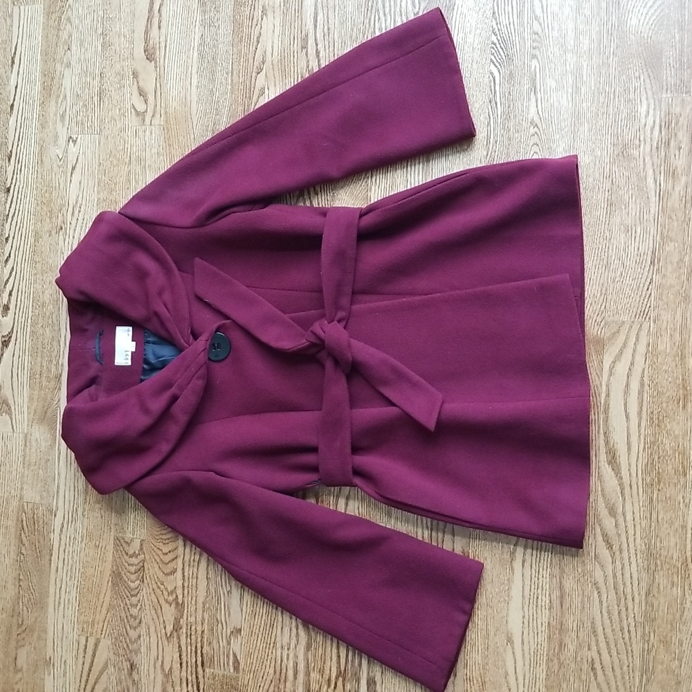 (6) Cleo Petites Thick Burgundy Jacket ❤ Fall ❤ Viscose Blend ❤ Trench Cozy